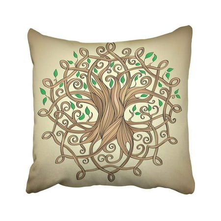 ARTJIA White Knot Amazing Tree Of Life In The Celtic Pattern With Leaves Roots Culture Ancient Pillowcase Throw Pillow Cover 18x18 inches