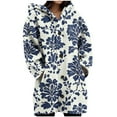 thumbnail image 2 of Wiicoznt Plus Size Hooded Jackets for Women Button Up Printed Long Sleeve Jackets with Pockets Fahion Casual Loose Coats for Holiday, 2 of 5