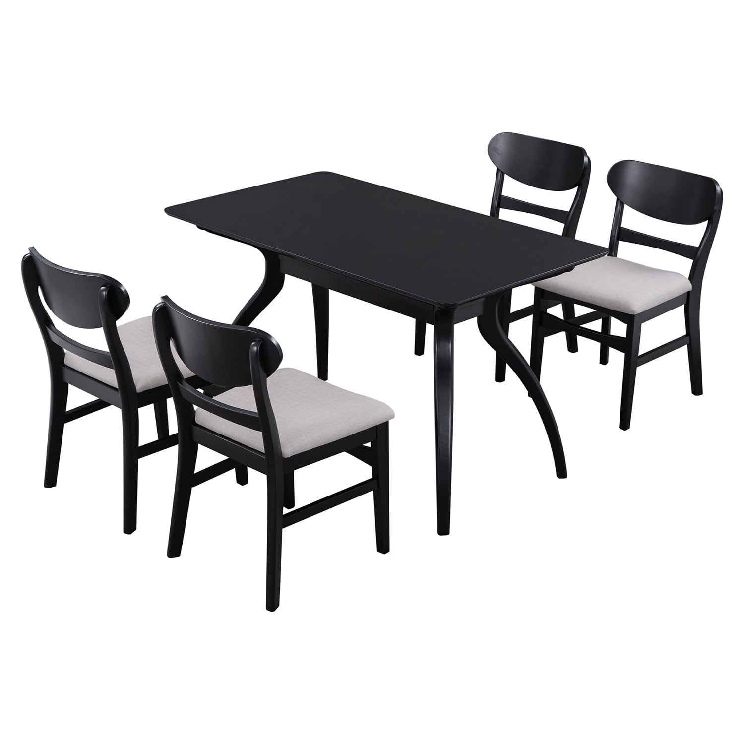 Kadyn 5-Piece Dining Table Set, Solid Wood Dining Set with MDF Board Tabletop and 4 Upholstered Chairs, Kitchen Table and Chairs Set for Dining Room, Espresso Kadyn 5-Piece Dining Table Set, Solid Wood Dining Set with MDF Board Tabletop and 4 Upholstered Chairs, Kitchen Table and Chairs Set for Dining Room, Espresso