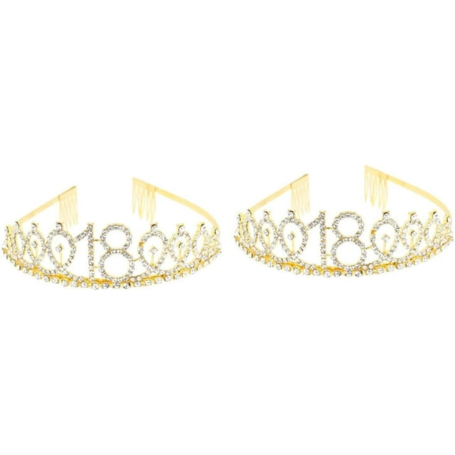 HUGFEGWE 2 Pcs Rhinestone Crown Alloy Crown Birthday Crown Number Crown European and American Bride CA919-99558
