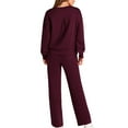 thumbnail image 5 of Huankd 2 Piece Sets for Women Spring Trendy Long Sleeve Sweatshirt Wide Leg Pants Loungewear Set Matching Sweatsuit Wine 2XL, 5 of 5