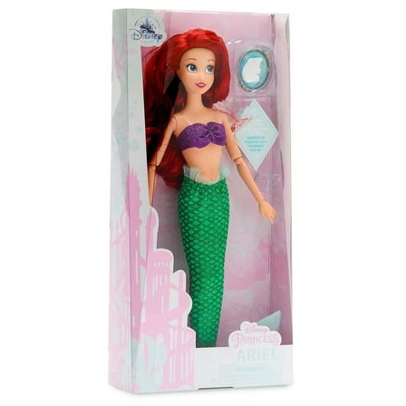 Disney Princess Ariel Classic Doll, 11.5'' H, Glittering Scaled Satin Mermaid Tail with Box