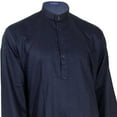 thumbnail image 2 of Hijaz Navy Blue Diamond Printed Soft Cotton Formal Two Pocket Kurta Mandarin Collar - Large, 2 of 3