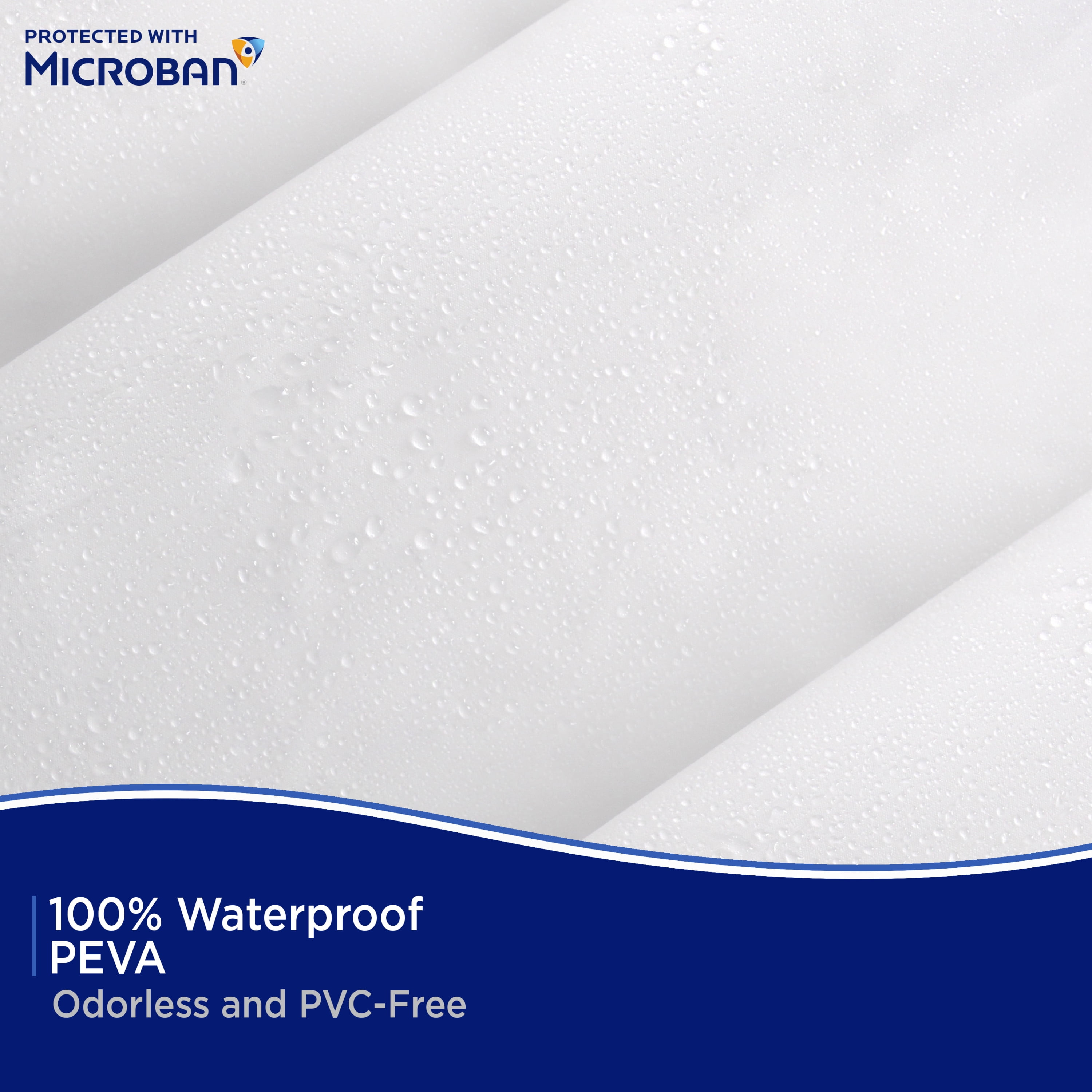 Kenney Microban Protected Medium Weight PEVA Shower Liner, 70" W x 72" H, Frosted