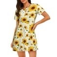 thumbnail image 1 of Disketp European-style Pattern Sunflower A para Camisón Corto de Manga Corta para Mujeres, Camisón Cómodo con Escote Redondo, Bonito y Confortable, 1 of 6