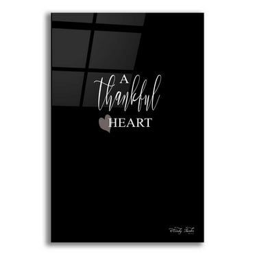 Epic Art 'A Thankful Heart Sign' by Cindy Jacobs, Acrylic Glass Wall Art, 16"x24"