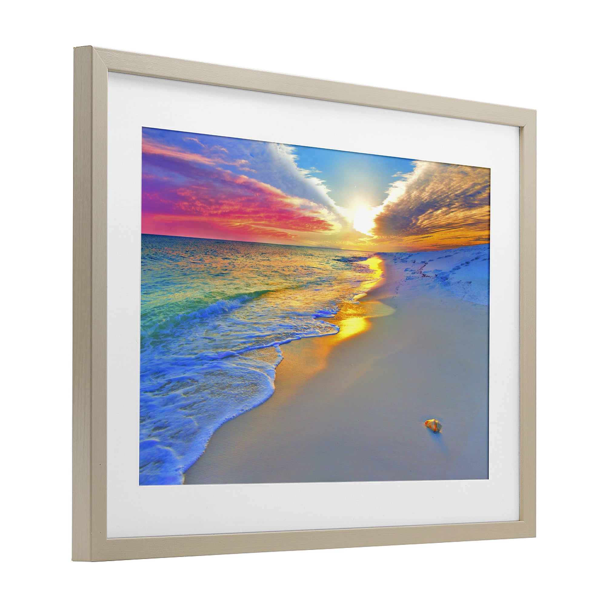Stupell Industries Prismatic Rainbow Sunset Beach Birch Framed Print Under Glass, design by Eszra Tanner
