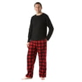thumbnail image 2 of #FollowMe Polar Fleece Pajama Pants Set for Men / Sleepwear / PJs (Black Top / Red Buffalo Plaid Pant, X-Large), 2 of 3