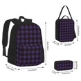 thumbnail image 3 of Lafuoo Purple Black Plaid Pattern Pocket Backpack Messenger Lunch Bag Pencil Bag Three-Piece Set, Travel Bag Sports Bag Suitable for Men and Women-One Size, 3 of 7