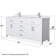 thumbnail image 3 of Wyndham Collection Beckett 72" Wood Double Bathroom Vanity in Nickel/White, 3 of 5