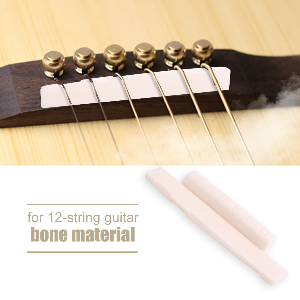 For a Left Handed Guitar 2 Sets 4pcs 6 String Acoustic Guitar Bone Bridge Saddle and Nut Made of Real Bone by Blisstime 