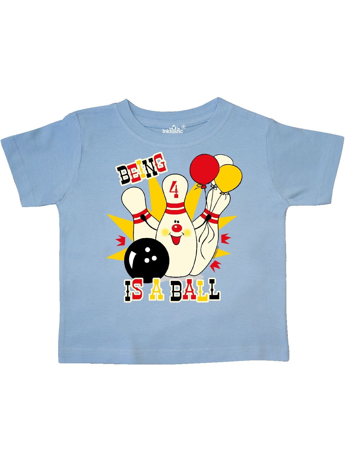 Cute Bowling Pin 4th Birthday Toddler TShirt