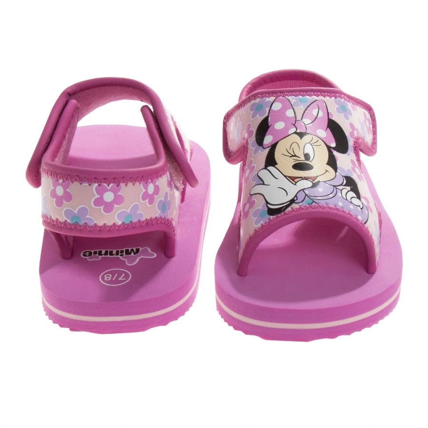 Disney Minnie Mouse Toddler Girls Hook & Loop Flat Heel Sandals - Fuchsia, 7-8