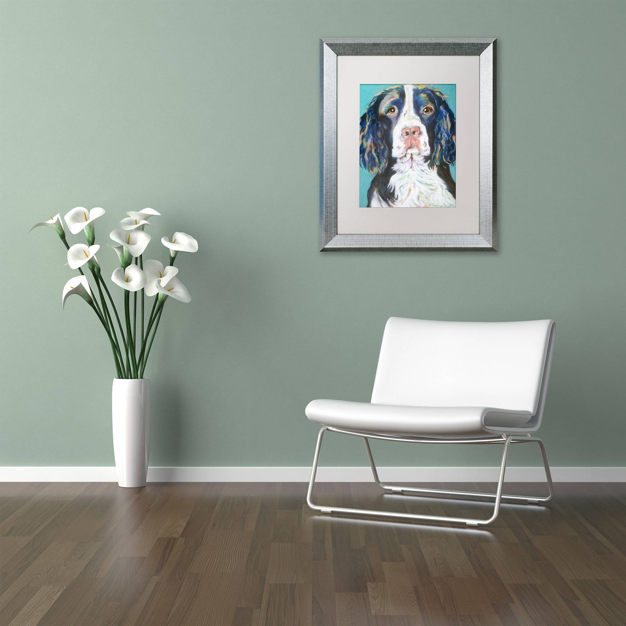 Trademark Fine Art "Dodger" Canvas Art by Pat Saunders-White, White Matte, Silver Frame