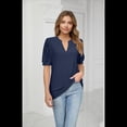 thumbnail image 3 of Camisas de Corta Abullonadas de Verano Azul Marino S, 3 of 8