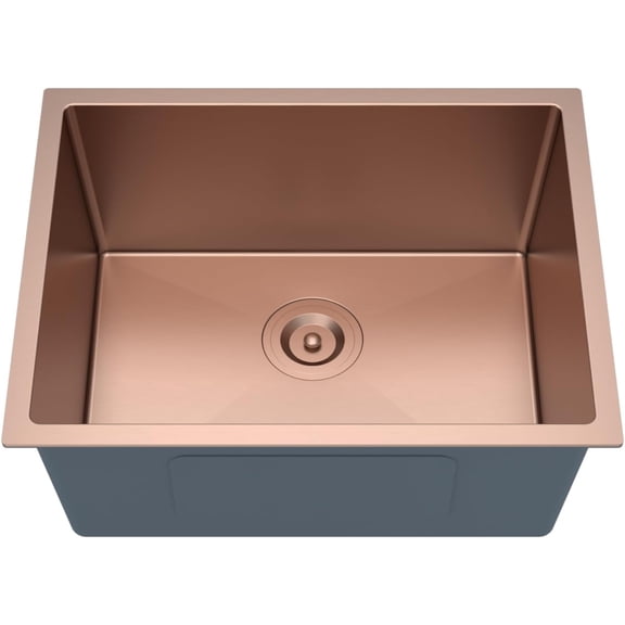 23x18x10 RoseGold Undermount Single Bowl Kitchen Sink, WHALEKING 16 Gauge Stainless Steel Drop in Kitchen Sink with Basket Strainer