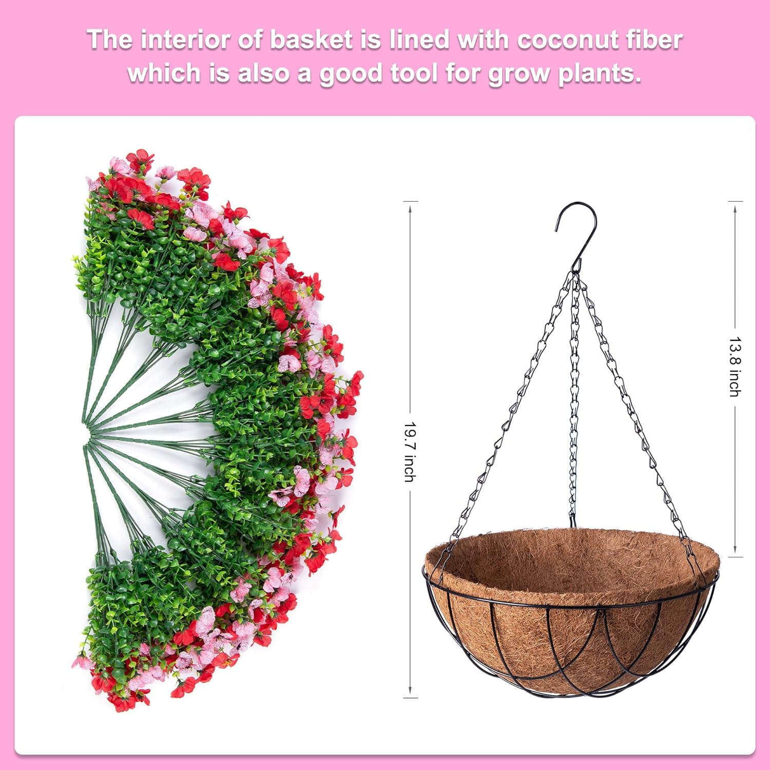 Artificial Sunflowers Fake Hanging Flowers Plants Baskets for Outdoor Spring Summer Decoration, Faux Silk Flowers Look Real UV Resistant for Porch Patio Garden Summer Home Decor