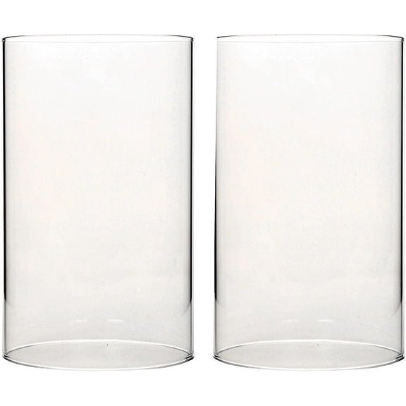 Hosley Set of 2, 7 Inch High Clear Glass Hurricane Pillar Candle Holder