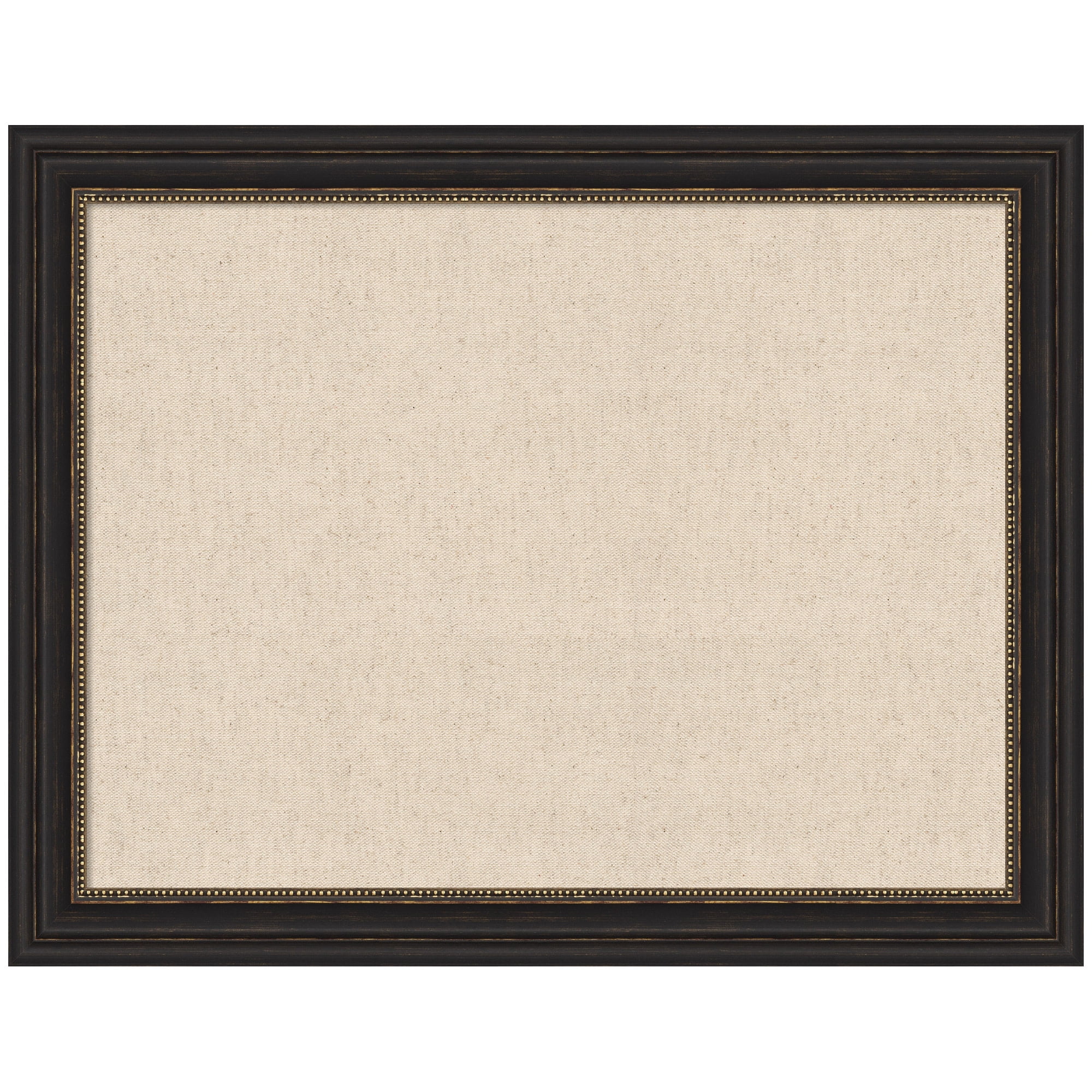Kate and Laurel Framed Fabric Pinboard 28 x 22, Neutral Weave Printed Linen Decorative Bulletin Board for Use as a Vision Board or Wall Organization, Accent Bronze Narrow Frame