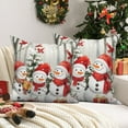 thumbnail image 3 of Dashan Christmas Throw Pillow Covers 16x16 Set of 2,Cute Snowmans Linen Pillow Cases for Bedroom Sofa Couch, 3 of 6