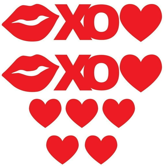 Valentine's Day Hanging Decorations Hearts, Kisses, X's and O's, Set of 11