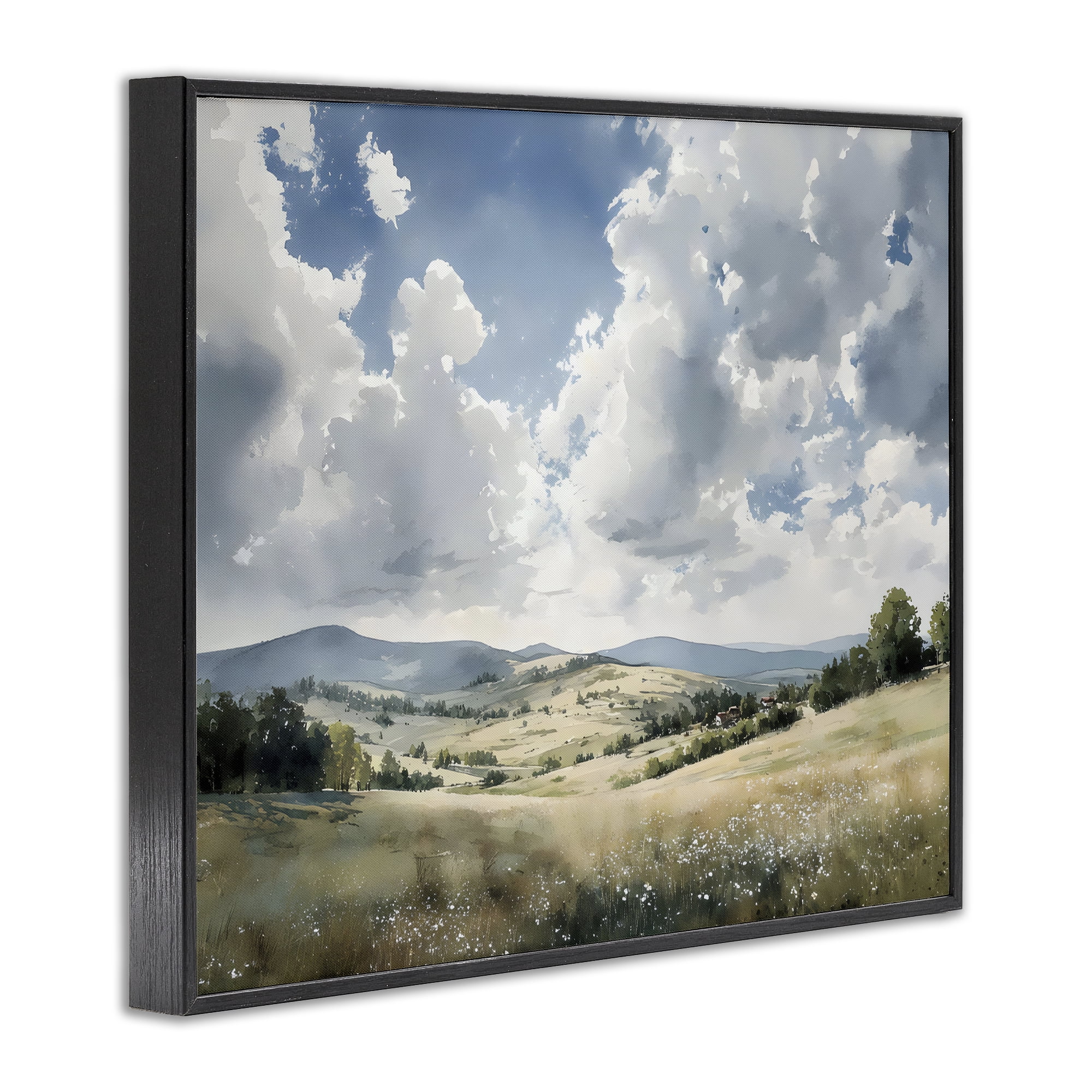 Stupell Industries Cloudy Hills Meadow Black Framed Giclee Art, design by Franklyn Gregory