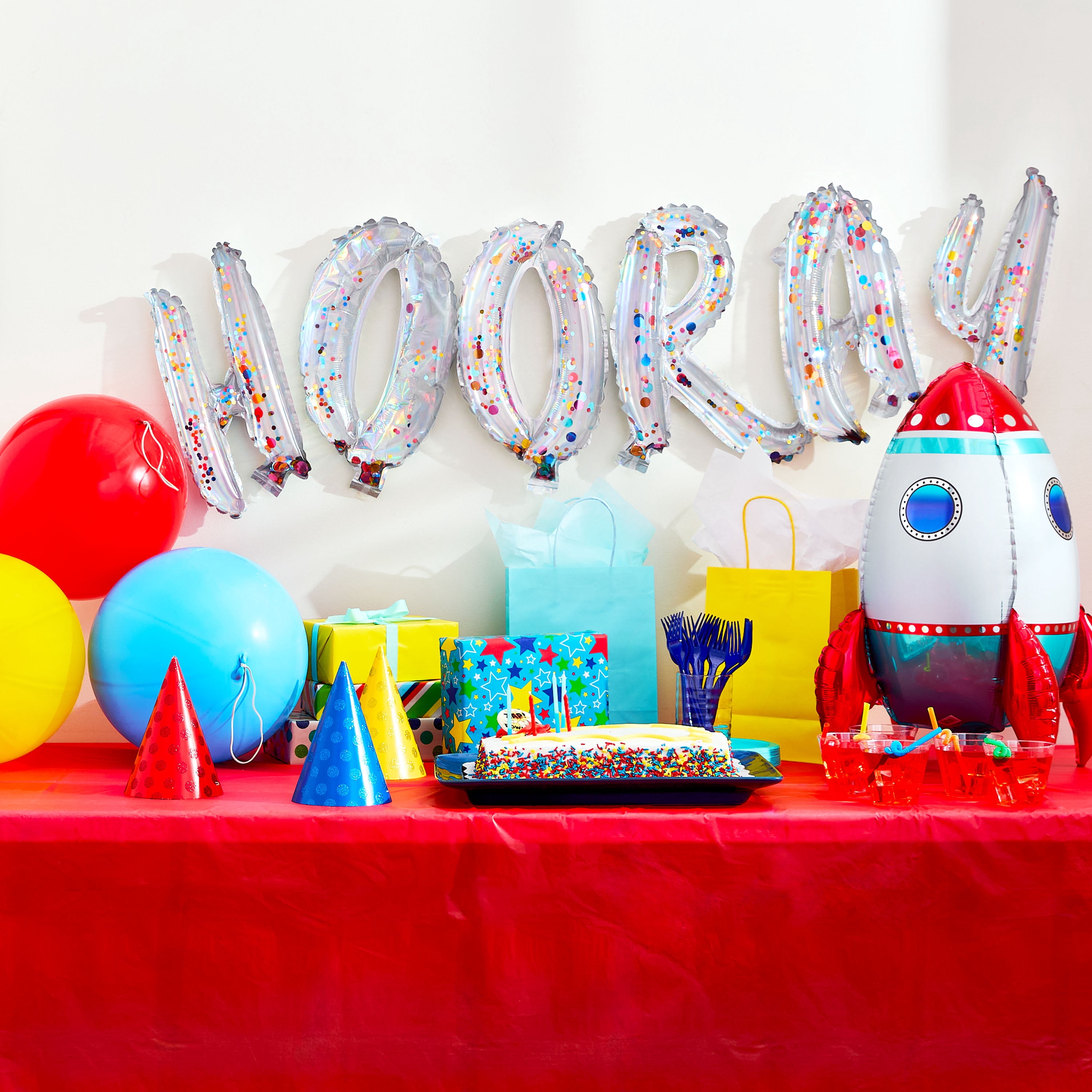 Multicolor Hooray Confetti Metallic Foil Balloon Banner, 9 Pieces, by Way To Celebrate