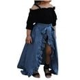 thumbnail image 5 of Odeerbi Girls Dress Baby Girls Clothes Toddler 2025 Fashion Sleeves Suspenders Top Cowboy Shorts Short Skirt Suit Black, 5 of 9