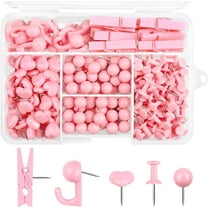 260 Pcs Push Pins Set 5 Styles Pink Thumb Tacks Cute Push Pins for Bulletin Board, Cork Board