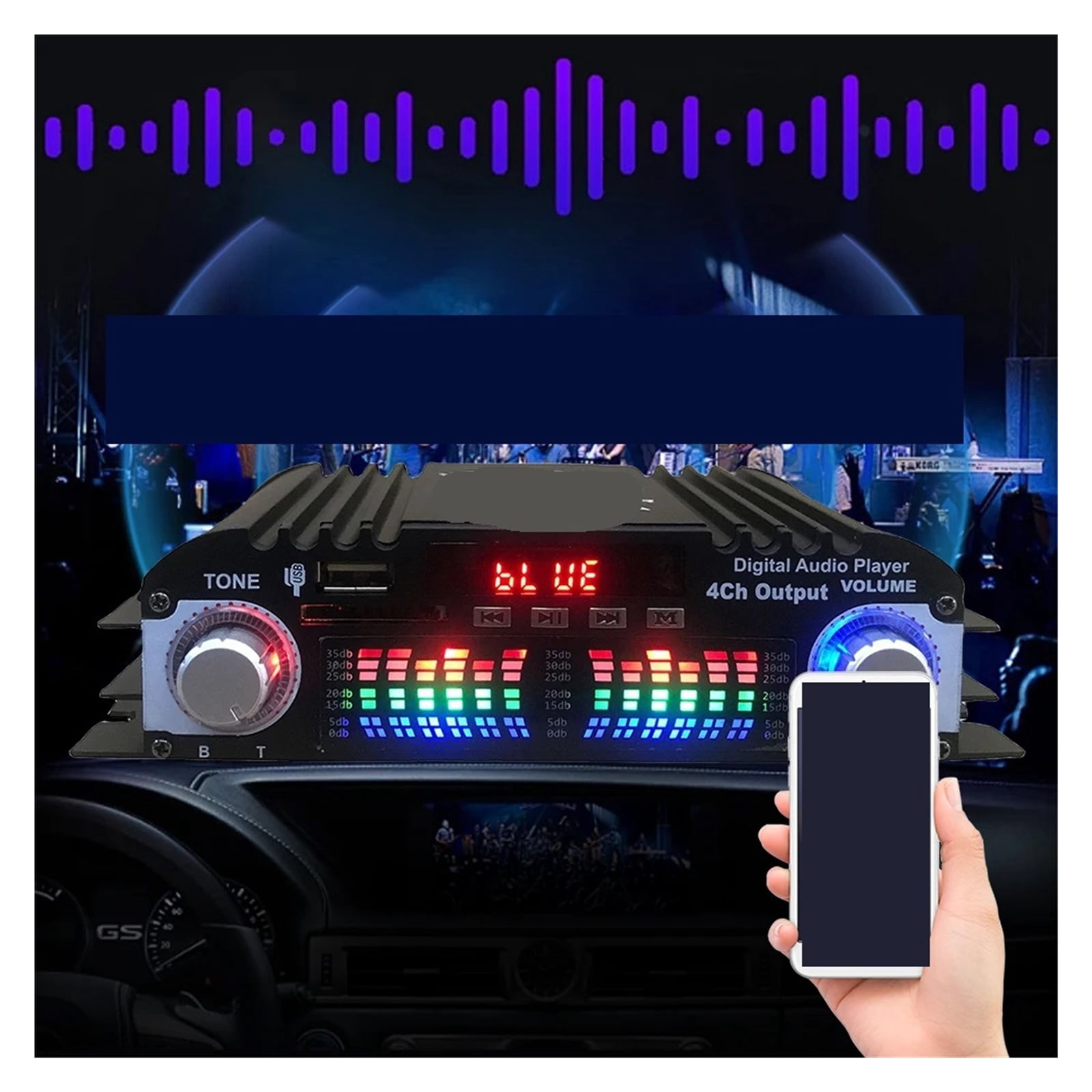 Sound Amplifier FM Radio USB Bluetooth-Compatible Digital HIFI Stereo Power Amplifier Remote Control ,Multi Modes