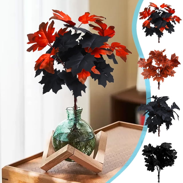 Rama artificial de hojas de arce | Decoración de otoño Rama de seda sintética | Vástagos flexibles y flexibles | Plástico multicolor | 13,8 pulgadas de longitud | Decoración otoñal realista para