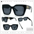 thumbnail image 2 of Womens Thick Square Horned Cat Eye Luxe Designer Rectangle Sunglasses All Black, 2 of 8