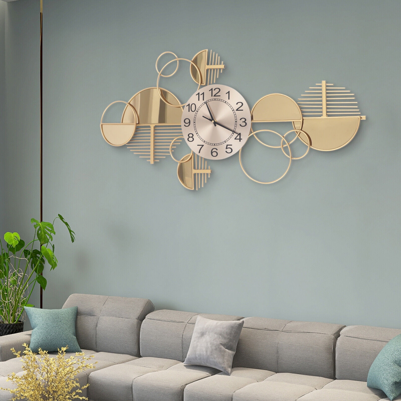 Large Luxury Gold Wall Clock Nordic Style Metal Clocks Home Living Room Decor for Studies, Living Rooms