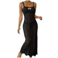 thumbnail image 2 of Qzwdhjm Womens Crochet Beach Coverup Hollow Out Maxi Cami Dresses Square Neck Scalloped Hem Swimsuits Coverups Beach Holidays Bikini Coverup, 2 of 5