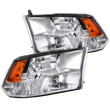 for 2009-2018 Dodge Ram 1500 2500 3500 Pickup Chrome Quad Headlights Headlamps