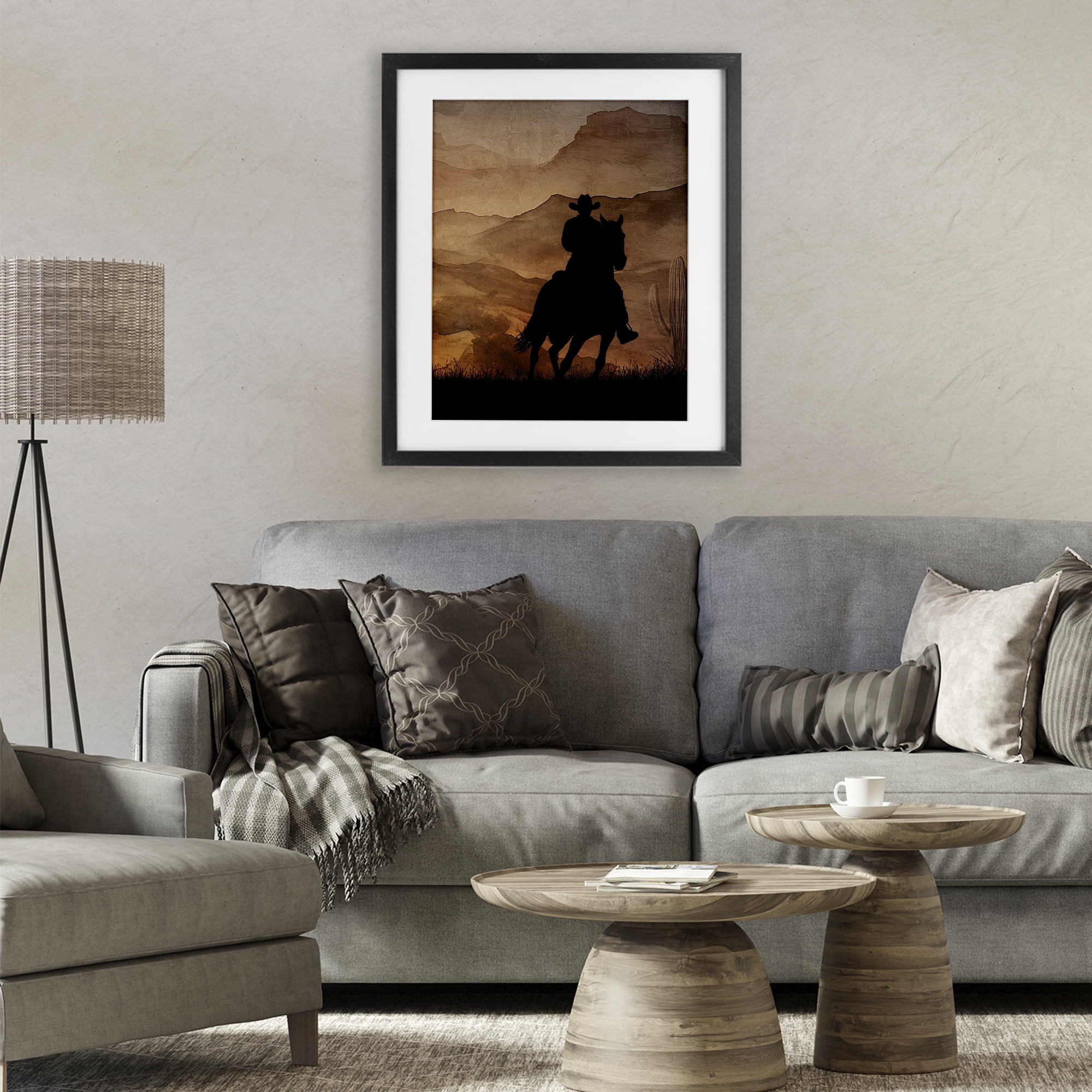 Stupell Industries Cowboy's Sunset Ride Black Framed Print Under Glass, design by Kim Allen