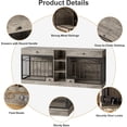 thumbnail image 4 of Dog Crate Furniture Double - Indoor Kennel for 2 Small/Medium Dogs with Storage Drawers & Bowls, Washed Gray Multi-Functional TV Stand, 4 of 8