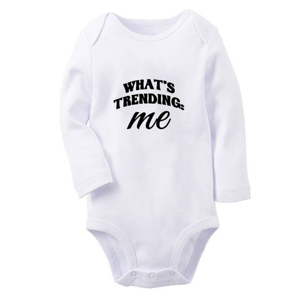 What's Trending Me Funny Rompers, Newborn Baby Unisex Bodysuits, Infant Jumpsuits, Toddler 0-12 Months Kids Long Sleeves Oufits (White, 6-12 Months)