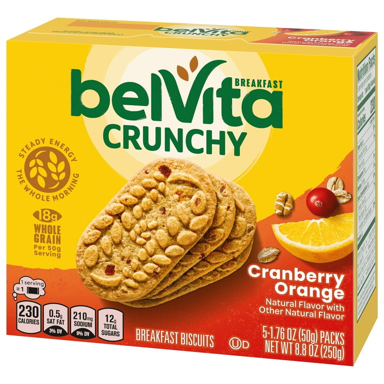 3 pack) belVita Cranberry Orange Breakfast Biscuits, 5 Packs