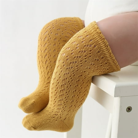 

AMILIEe 5 Colors Toddler Baby Girls Boys Long Socks Elastic Hollowed Solid Color Soft Lightweight Socks