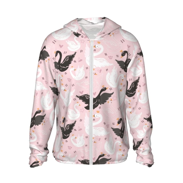 Balery Swan And Flowers2 Sudadera ligera de manga larga con capucha y protección solar UPF 50+ para hombre y mujer, ideal para pesca y running-Large