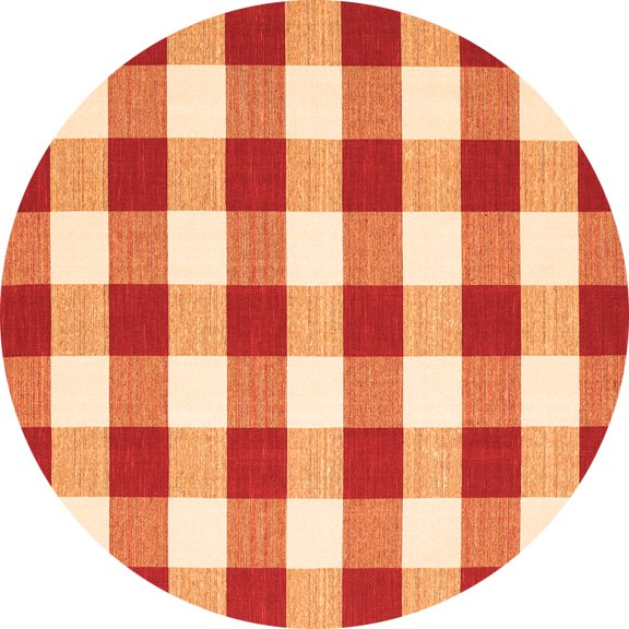 Ahgly Company Indoor Round Checkered Orange Modern Area Rugs, 3' Round