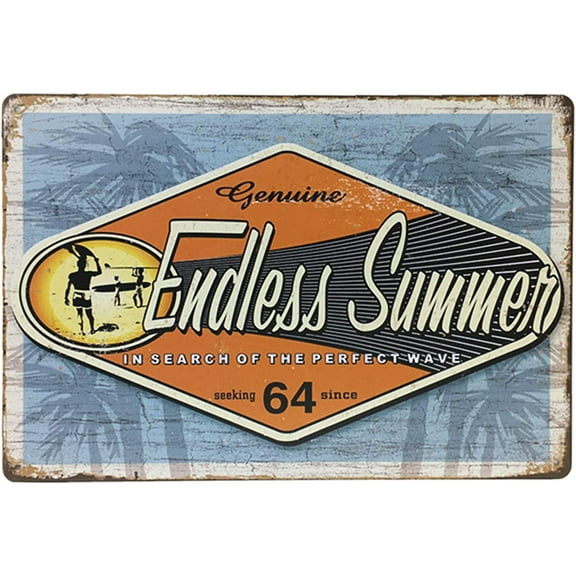 Genuine Endless Summer Seaside Beach Vintage Metal Tin Sign Wall Art Decor Coffee Retro Decoration for Home Bar 8X12Inch