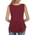 thumbnail image 4 of Usmixi Womens Tank Tops Mesh Patchwork Fashion Going out Lightweight Tunic Vest Shirts Summer Trendy Solid Scoop Neck Sleeveless Shirts Blouse Wine l, 4 of 7