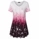 thumbnail image 2 of Camiseta de mujer Blusa informal con estampado degradado Vestido suelto con cuello en V, Rojo, XL Methold AP001902-28, 2 of 5