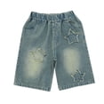 thumbnail image 4 of Ruyang Girls Baggy Jeans Shorts Y2k Hip Hop Streetwear Denim Shorts Unisex Kid Vintage Fashion Bermuda Jorts Star Embroidery Clothes, 4 of 9