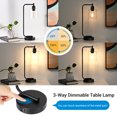 thumbnail image 3 of DEWENWILS Industrial Touch Control Table Lamps with Glass Shade, 3 Way Dimmable with USB Ports, Black, E26 Buld Included, 3 of 7