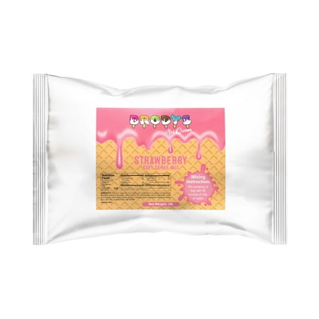 Brodys Soft Serve Ice Cream Mix Powder, Strawberry, 2 lb Bag