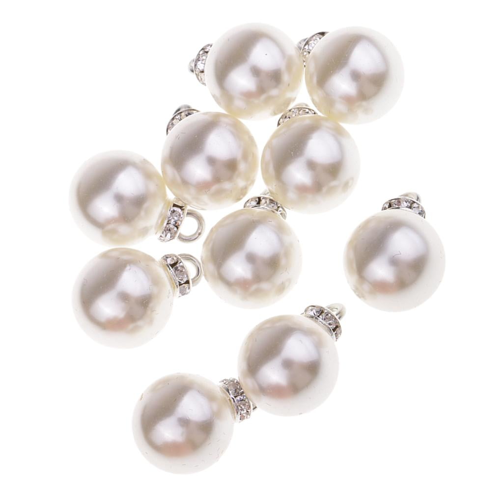 10x Fashion Pearl Rhinestone Charms Pendant Findings for Jewelry Making 10mm 