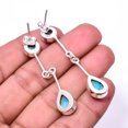 thumbnail image 2 of Copper Blue Turquoise 925 Sterling Silver Earring 1.95" E_9209_184_10, Gemstone Silver Jewelry, New Year Sale, Valentin's Day Gift, 2 of 2